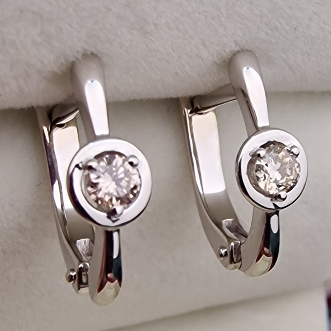 Золотые серьги с бриллиантами 0.198Ct VS2/K, VG-Cut