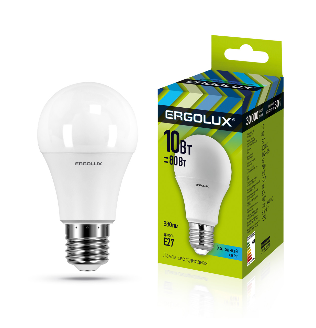 Светодиодная лампа Ergolux LED-A60-10W-E27-4K