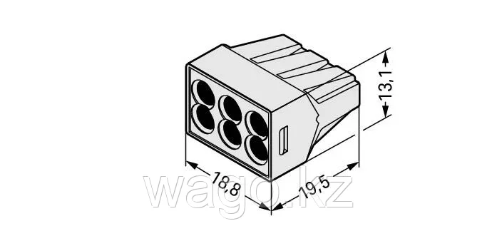 Клемма PUSH WIRE® для распределительных коробок, 2.5 мм², светло-серый WAGO 773-496, фото 2