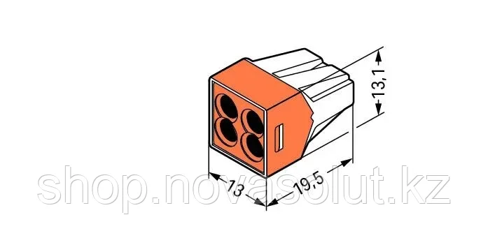 Клемма PUSH WIRE® для распределительных коробок, 2.5 мм², оранжевый WAGO 773-104 - фото 2 - id-p104569622