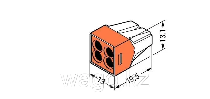 Клемма PUSH WIRE® для распределительных коробок, 2.5 мм², оранжевый WAGO 773-164, фото 2