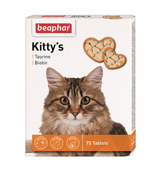 Beaphar Kitty's Taurin Biotin, Беафар Киттис таурин-биотин  витамины для кошек, уп. 180 табл.