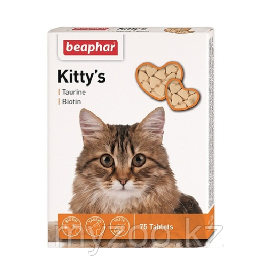Beaphar Kitty's + Taurine + Biotine, 75 таб. - кормовая добавка с биотином и таурином для кошек