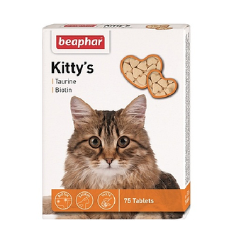 Beaphar Kitty's + Taurine + Biotine, 75 таб. - кормовая добавка с биотином и таурином для кошек
