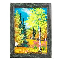 Картина из камня "Осенний пейзаж" рамка змеевик 24х18,5 см 111214