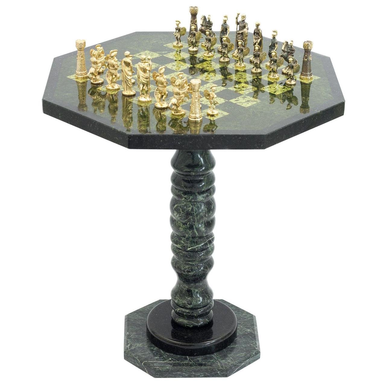 Шахматный стол фигуры "Римские" из бронзы и змеевика 113336 - фото 1 - id-p80872053