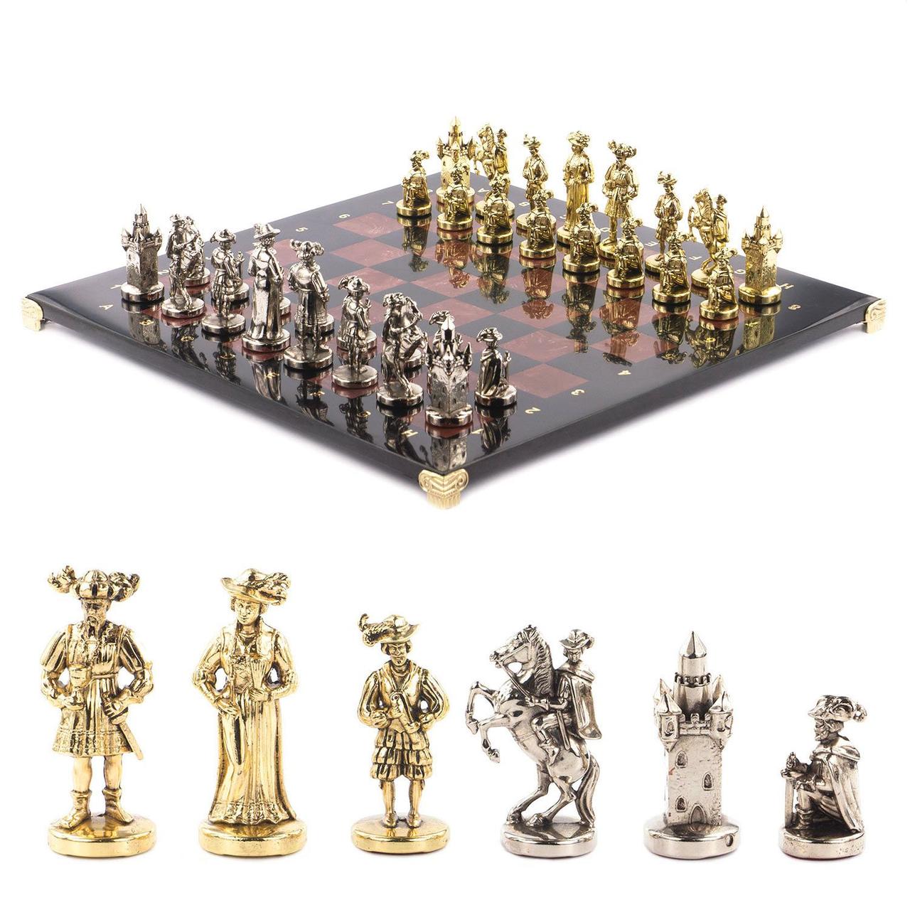 Шахматы из камня с металлическими фигурами "Средневековье" доска 44х44 см лемезит - фото 1 - id-p80872146