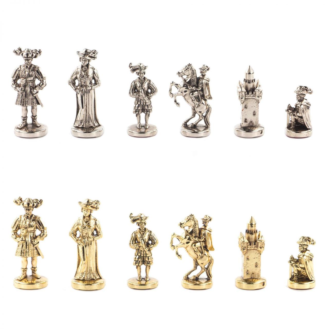 Шахматы из камня с металлическими фигурами "Средневековье" доска 44х44 см лемезит - фото 6 - id-p80872146