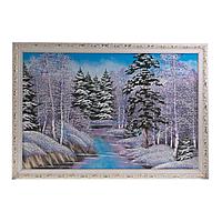 Картина "Зимний пейзаж" багет 69х100 см, каменная крошка 120001