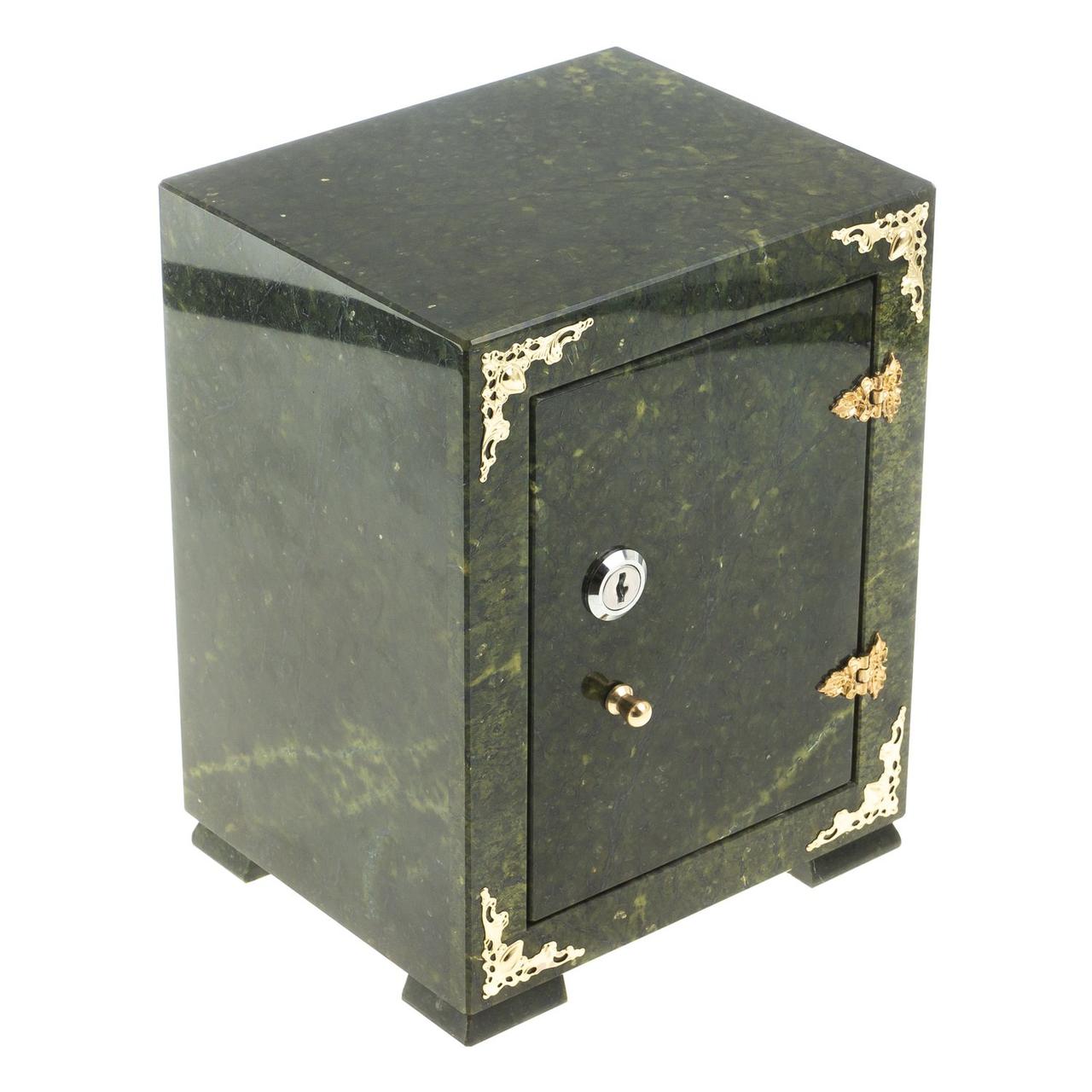 Сувенирный сейф из камня змеевик темно-зеленый 19х16х24,5 см - фото 3 - id-p95849657