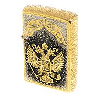 Оригинальная бензиновая зажигалка Zippo с гравировкой "Герб РФ" в подарочной коробке Златоуст