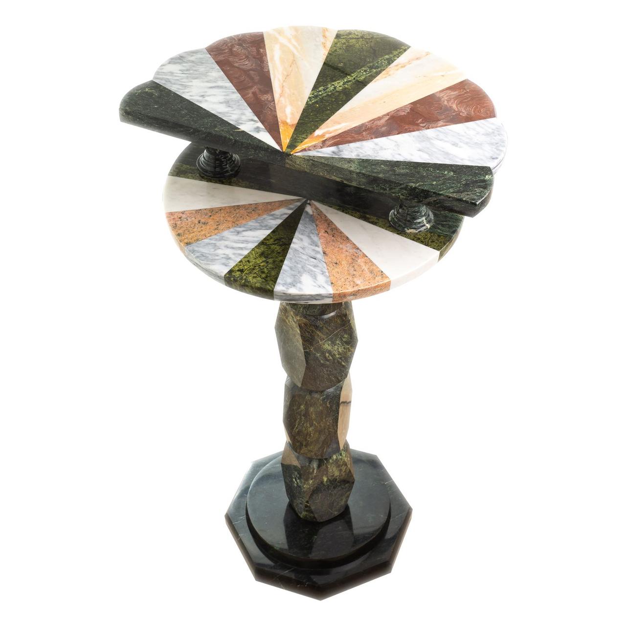 Каменный столик консоль с двухъярусной столешницей из камня "Мозаика" в гостинную прихожую - фото 2 - id-p96329213