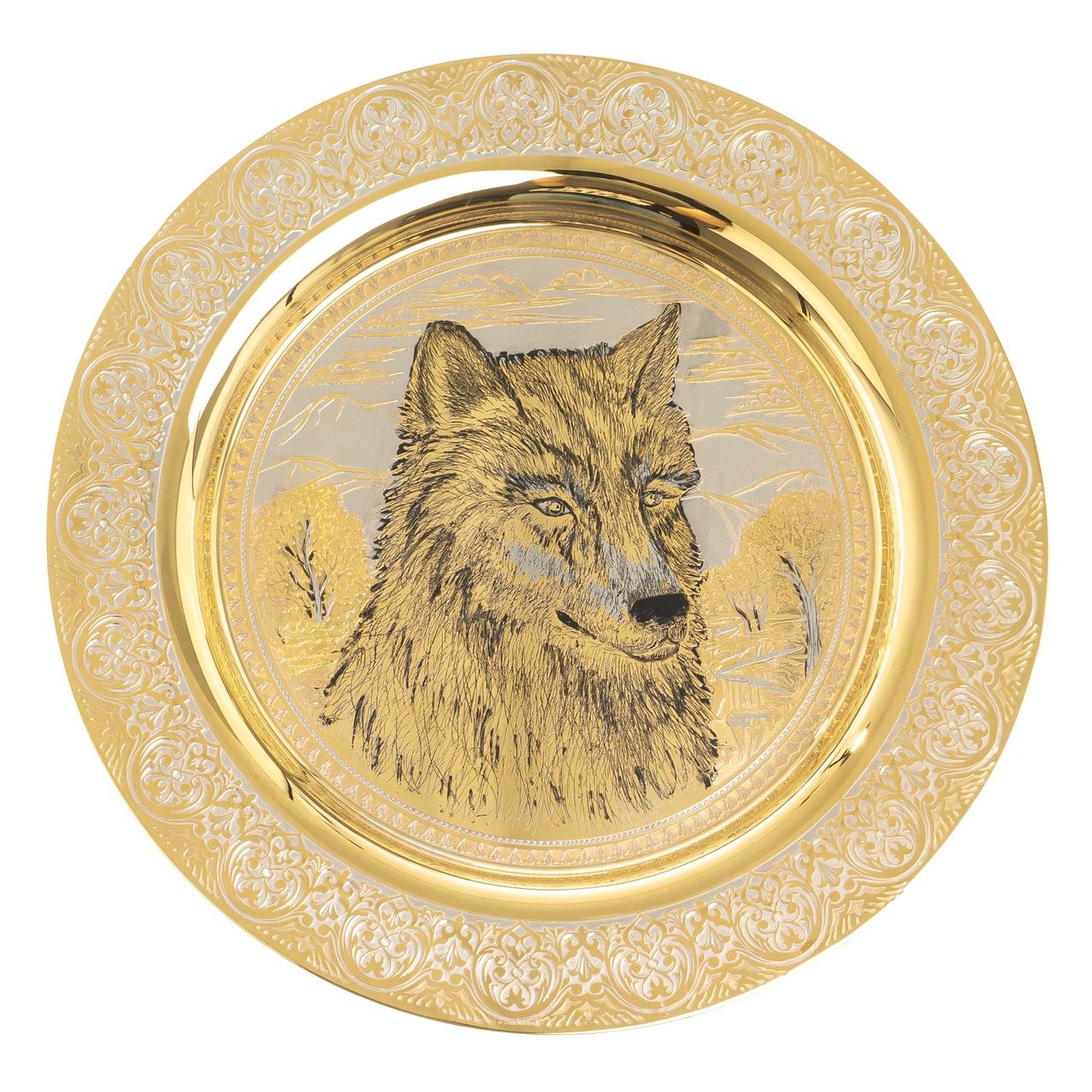 Подарочный набор "Волк" тарелка с гравюрой и 3 стопки перевертыша 60 мл Златоуст - фото 4 - id-p99216596