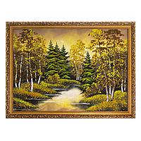 Картина из каменной крошки "Осень янтарная" багет 57х76 см / картина в гостиную / картина на стену / для