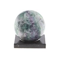 Шар из зеленого флюорита 6 см на подставке / шар декоративный / шар для медитаций / каменный шар / сувенир из