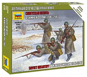 Сборная модель: Советская пехота в зимней форме 1941-1942 (1/72) | Zvezda