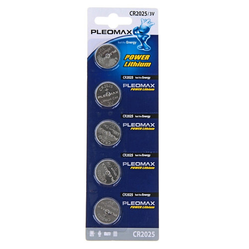 Батарейка литиевая Pleomax, CR2025-5BL, 3В, блистер, 5 шт. (id 104590417)