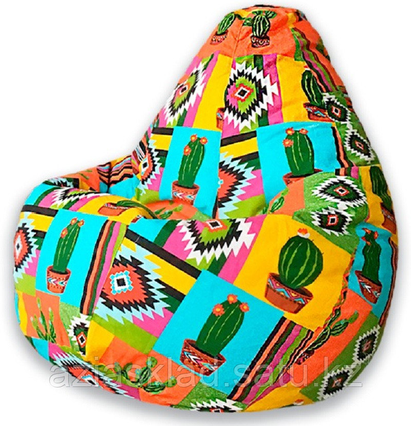 Кресло -мешок XL жаккард арт.5007021 разноцветный кактус