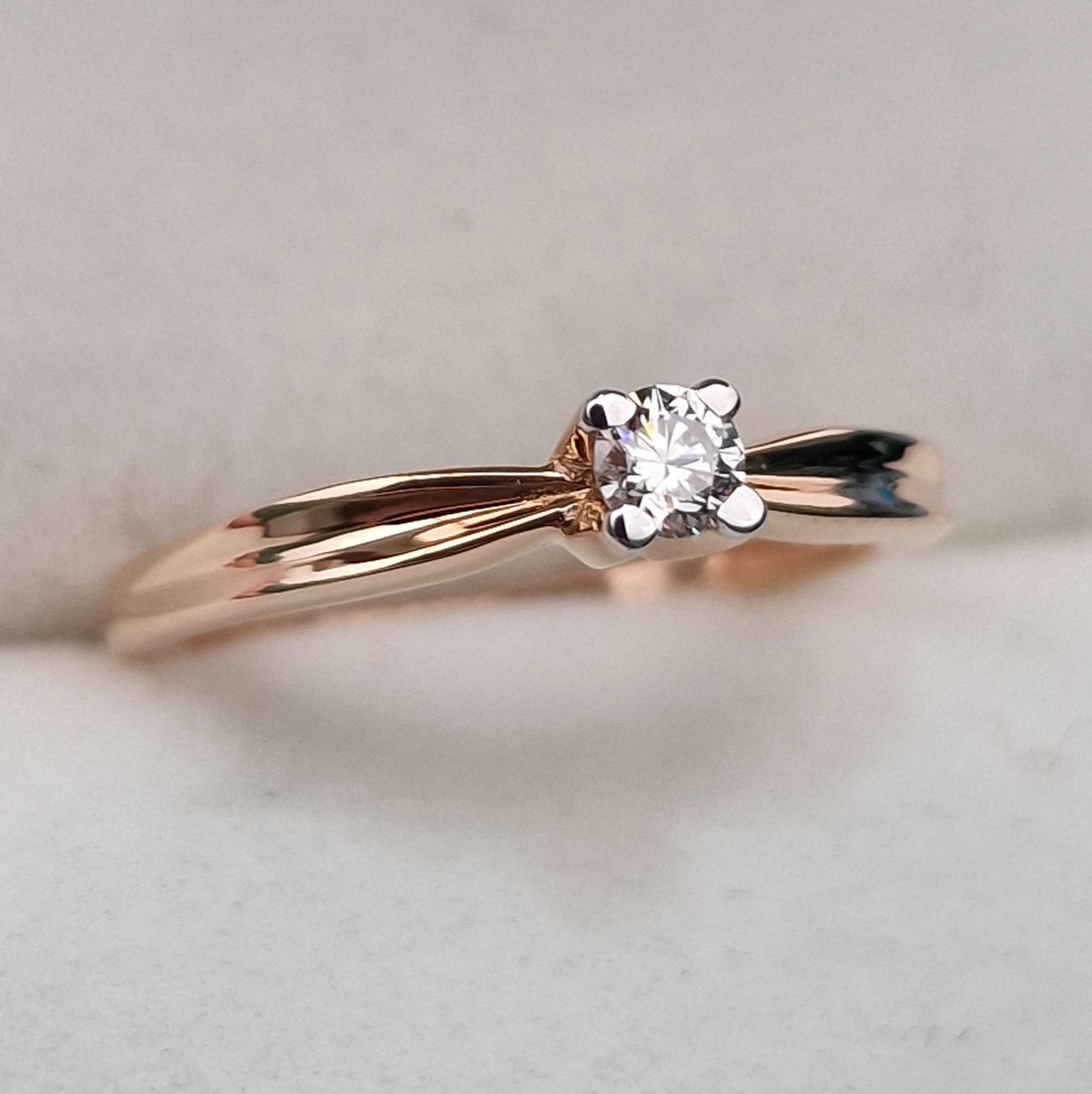 Золотое кольцо с бриллиантами 0.12Сt S1/L, VG - Cut - фото 10 - id-p104593142