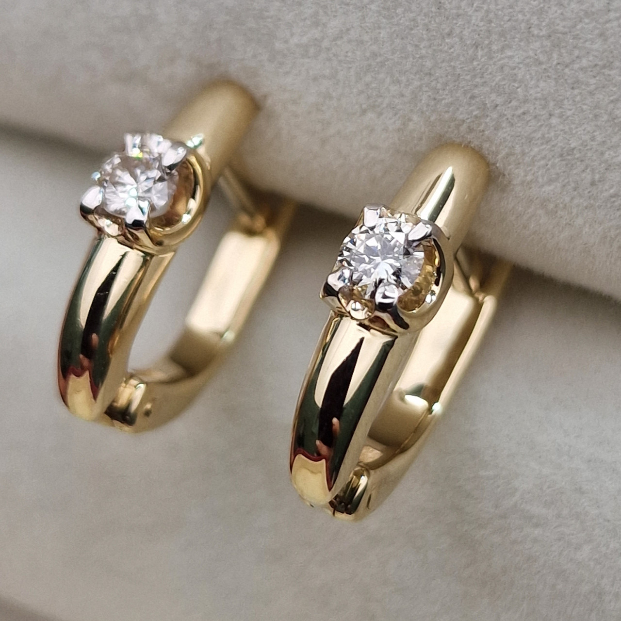 Золотые серьги с бриллиантами 0.23Ct VVS2/K, VG-Cut