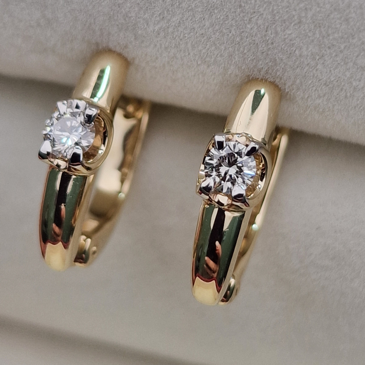Золотые серьги с бриллиантами 0.23Ct VVS2/K, VG-Cut