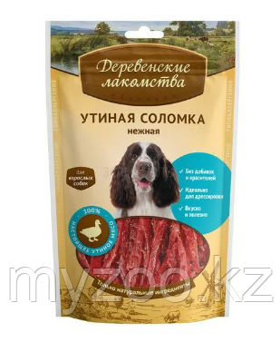 Деревенские Лакомства Утиная соломка нежная, лакомство для собак, уп. 90гр.