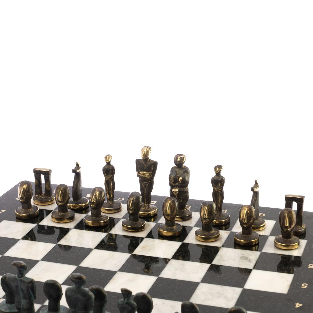 Шахматы из бронзы "Идолы" доска 44х44 см мрамор, змеевик / Шахматы подарочные / Шахматный набор / Настольная - фото 4 - id-p104597760