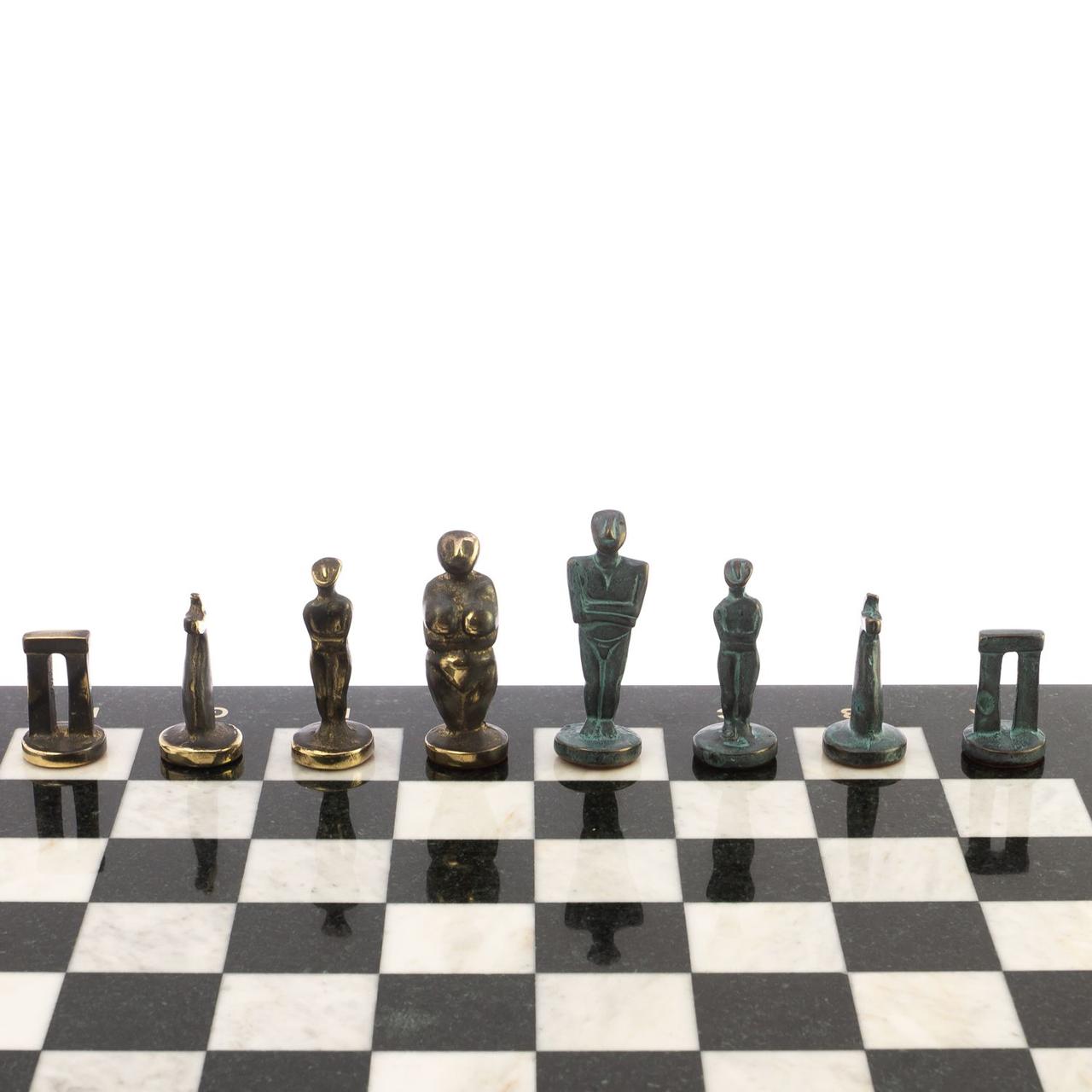 Шахматы из бронзы "Идолы" доска 44х44 см мрамор, змеевик / Шахматы подарочные / Шахматный набор / Настольная - фото 5 - id-p104597760