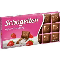 Schogetten шоколад молочный, клубничный йогурт, 100 гр