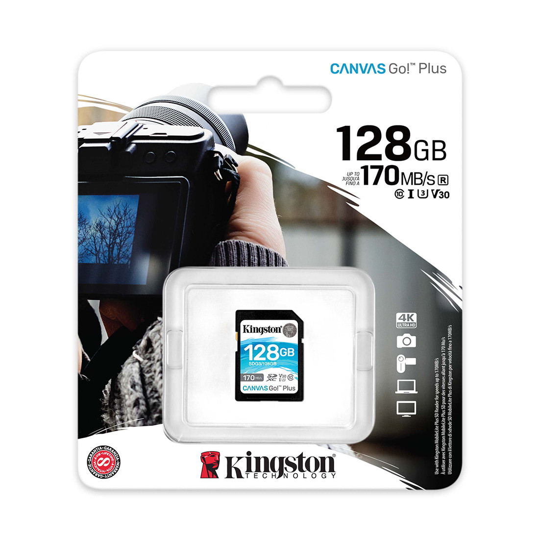 Карта памяти Kingston SDG3/128GB SD 128GB Canvas Go Plus