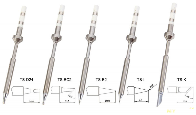 Наконечник (жало) для паяльника TS100, TS101: TS-K, TS-I, TS-BC2, TS-KU (23)