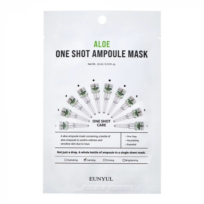 Eunyul Ампульная тканевая маска для лица с алоэ Aloe One Shot Ampoule Mask / 22 мл.