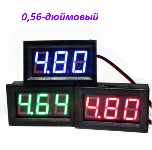 Вольтметр светодиодный цифровой DC4.50V-30.0V (0,56D) - фото 1 - id-p85181042