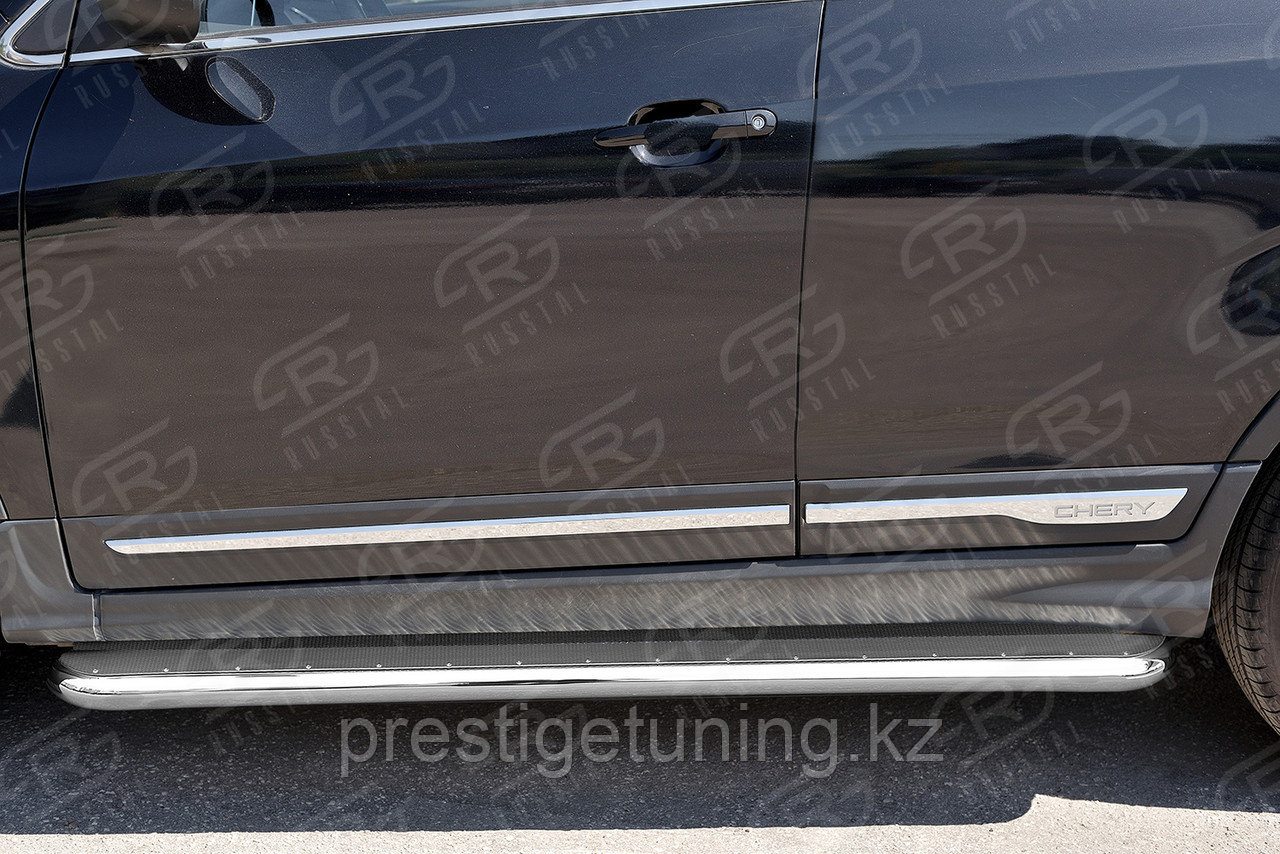 Пороги труба d42 с листом CHERY TIGGO 5 2014-2016 (вариант 3)