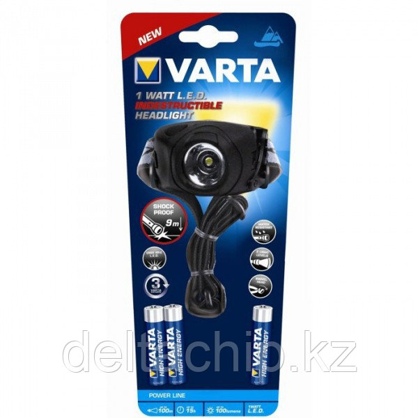 Фонарик INDESTRUCTIBLE 1Watt LED Head Light 3AAA, налобный (17731)