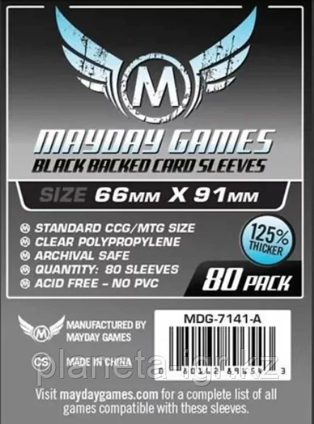 Протекторы: Черные  66x91 (80 шт.) | Mayday Games