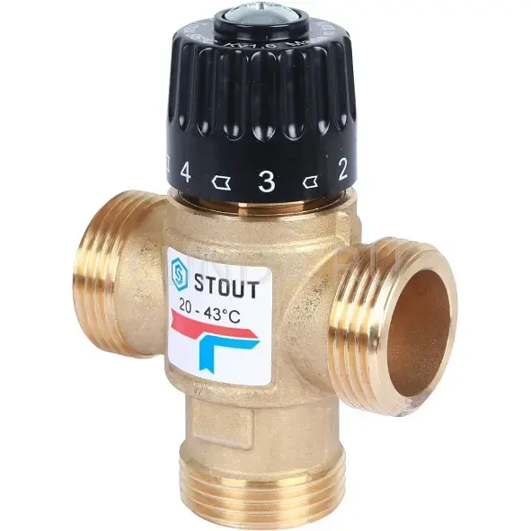 Термостатический смесительный клапан для систем отопления и ГВС, НР, тип SVM-0120, Stout