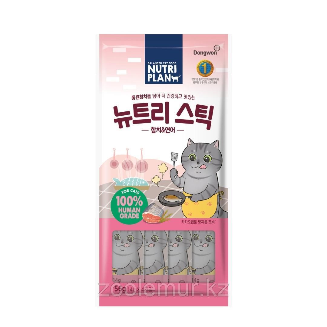 NUTRI PLAN Лакомство для кошек, пюре с тунцом и лососем, 14гх4