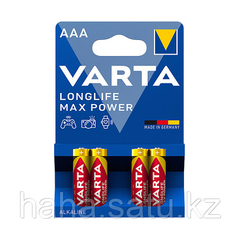 Батарейка VARTA Longlife Power Max Micro 1.5V - LR03/ AAA 4 шт в блистере, фото 2