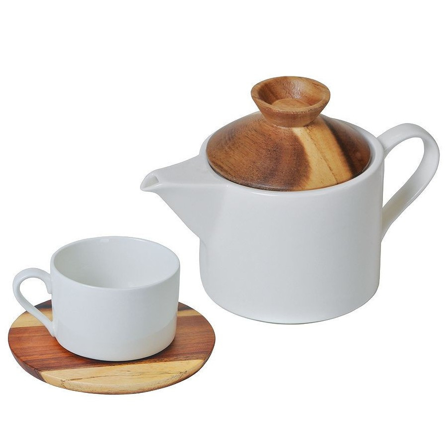 Набор "Andrew": чайная пара и чайник, коричневый, белый, , 21601_без упаковки - фото 1 - id-p104636156