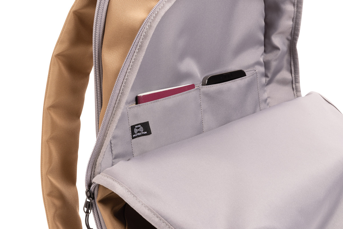 Рюкзак для ноутбука Impact из rPET AWARE 1200D, 15.6'', коричневый; серый, Длина 29 см., ширина 17 см., - фото 8 - id-p104636263