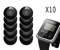 Комплект системы вызова официанта 10 кнопок SB5-1PBK+ часы-пейджер SP7