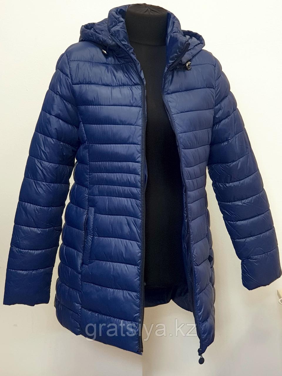 Удлиненная Женская Куртка Пуховик из Пуха Синий Южная Корея - фото 2 - id-p104427681