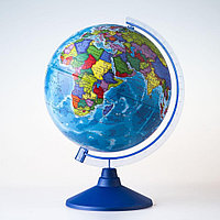 Глобус Земли d21 см Физико-политический рельефный пластиковая подставка с подсветкой