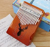 Калимба "Северный Олень", 17 нот до-мажор. Деревянный музыкальный инструмент, коричневый с градиентом