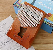 Калимба "Lovely Bear", 17 нот до-мажор. Деревянный музыкальный инструмент, коричневый.
