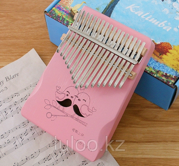 Калимба "Певчие птицы", 17 нот до-мажор. Деревянный музыкальный инструмент, розовый., фото 1