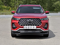 Защита переднего бампера d63 секции-d42 дуга Black CHERY TIGGO 7 PRO 2020