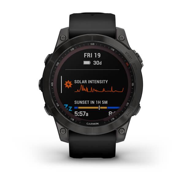 Смарт-часы Garmin fenix 7 Sapphire Solar титановый черный DLC с черным ремешком - фото 2 - id-p104639955