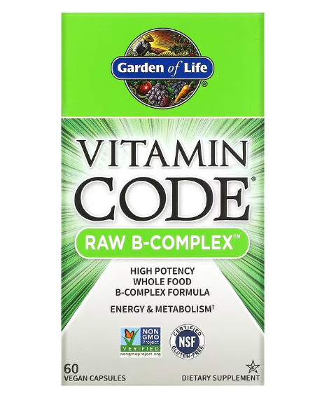 Garden of Life, Vitamin Code, Raw B-Complex, комплекс витаминов группы В, 60 веганских капсул